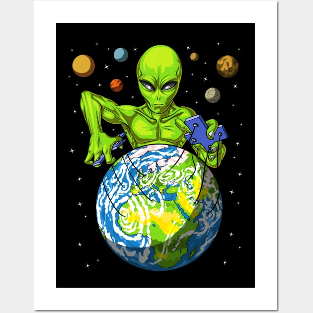 Space Alien Puppeteer Wall Art by underheaven